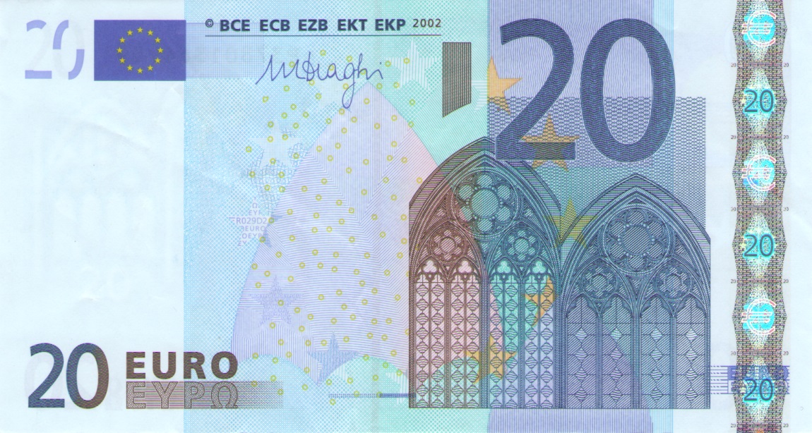 Front of European Union p16p: 20 Euro from 2002