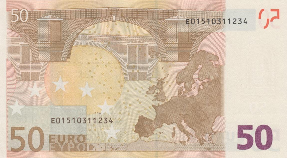 Back of European Union p17e: 50 Euro from 2002