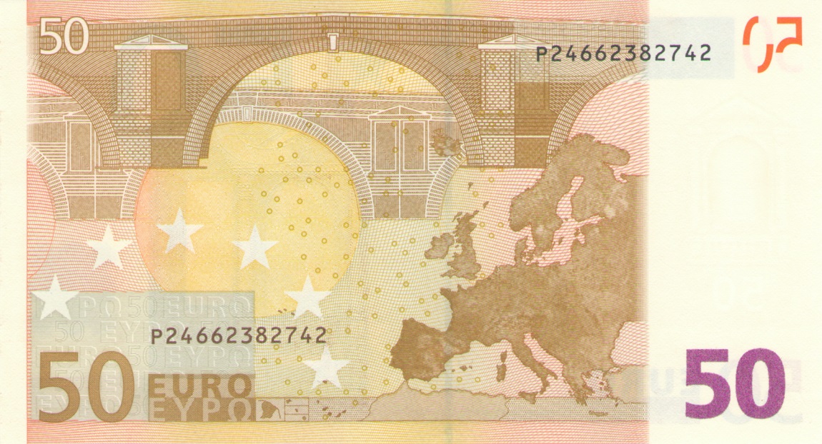 Back of European Union p17p: 50 Euro from 2002