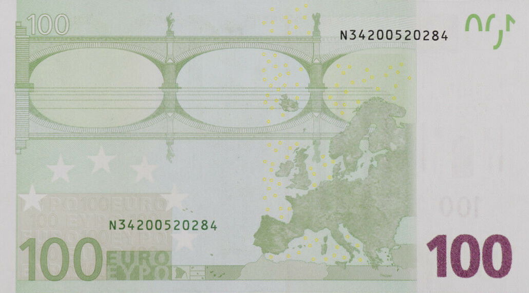 Back of European Union p18n: 100 Euro from 2002