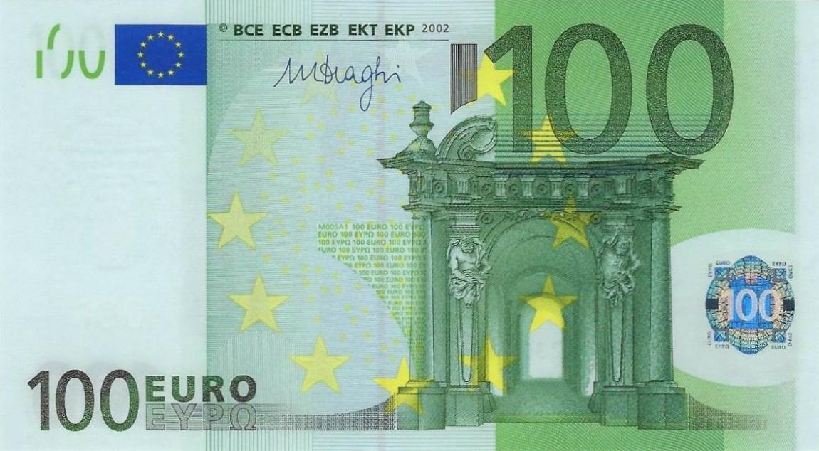 Front of European Union p18v: 100 Euro from 2002