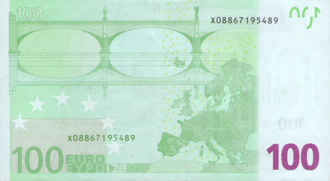 Back of European Union p18x: 100 Euro from 2002