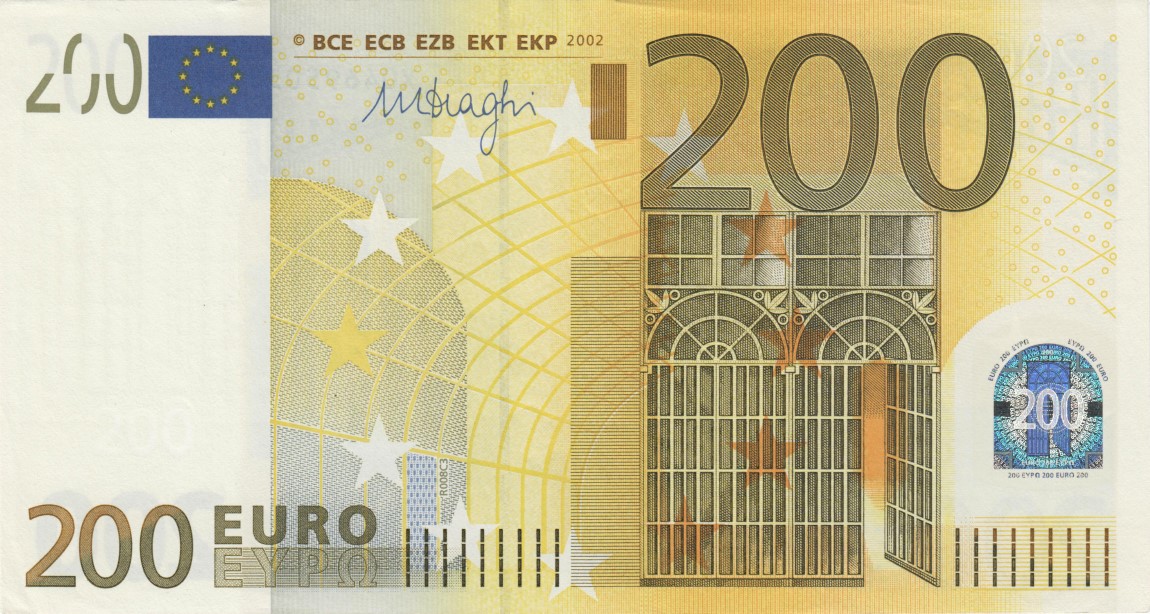 Front of European Union p19x: 200 Euro from 2002