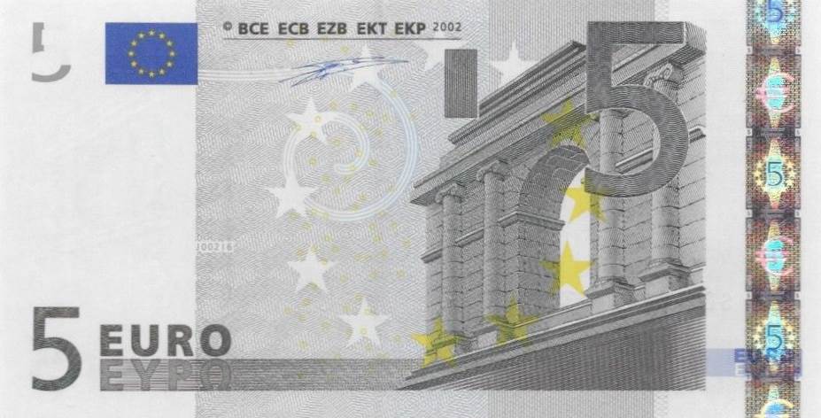 Front of European Union p1s: 5 Euro from 2002