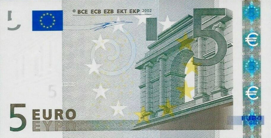 Front of European Union p1t: 5 Euro from 2002