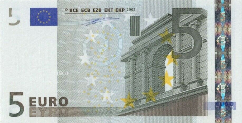 Front of European Union p1u: 5 Euro from 2002