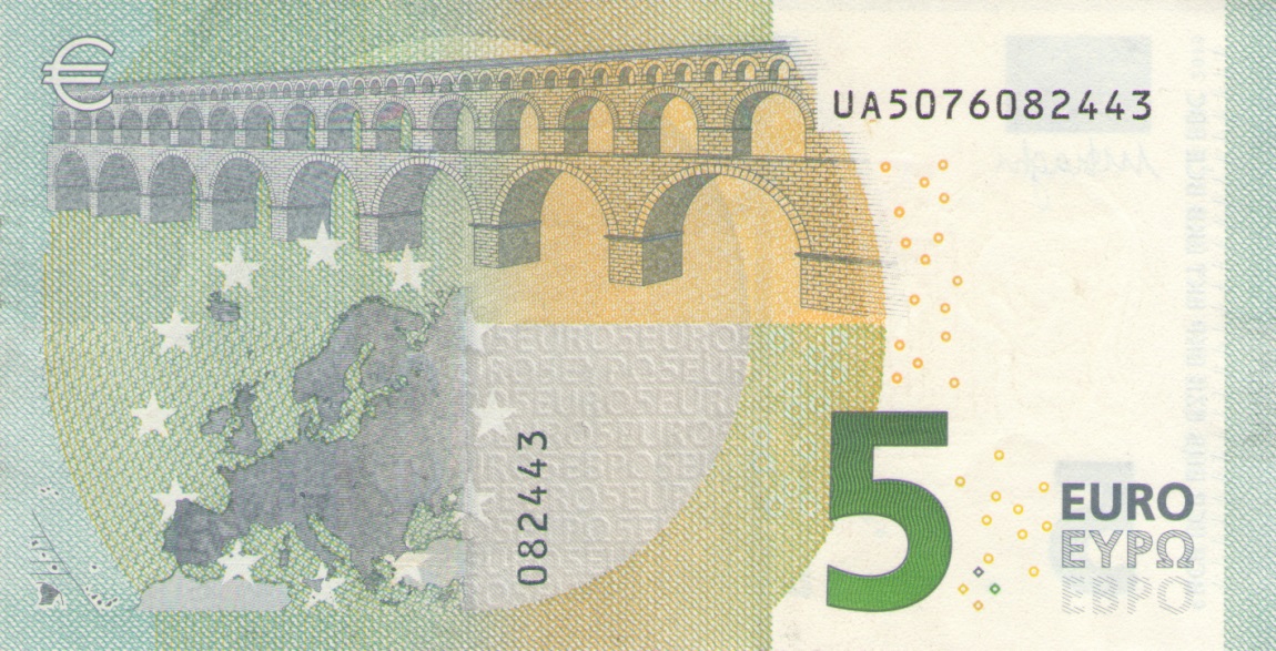 Back of European Union p20u: 5 Euro from 2002