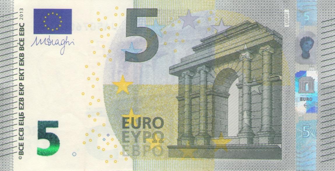 Front of European Union p20u: 5 Euro from 2002