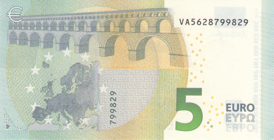 Back of European Union p20v: 5 Euro from 2002