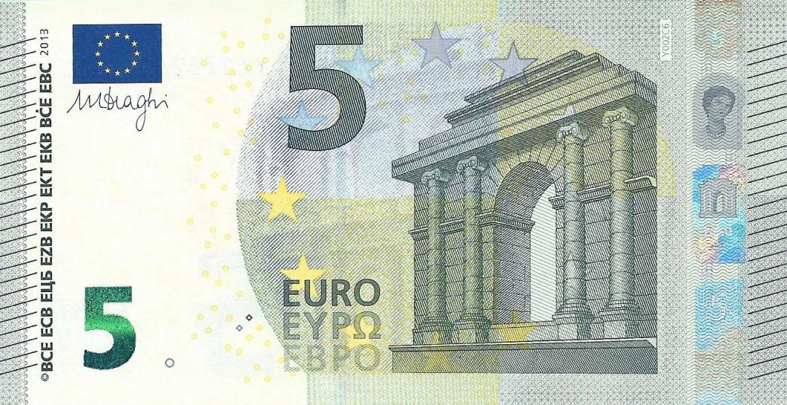 Front of European Union p20y: 5 Euro from 2002