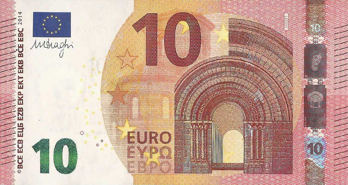 Front of European Union p21s: 10 Euro from 2014