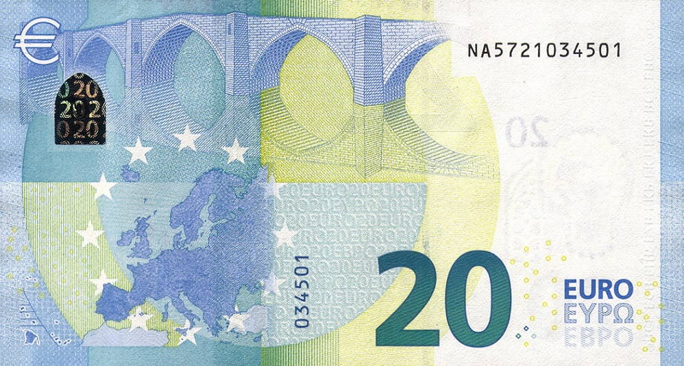 Back of European Union p22n: 20 Euro from 2015