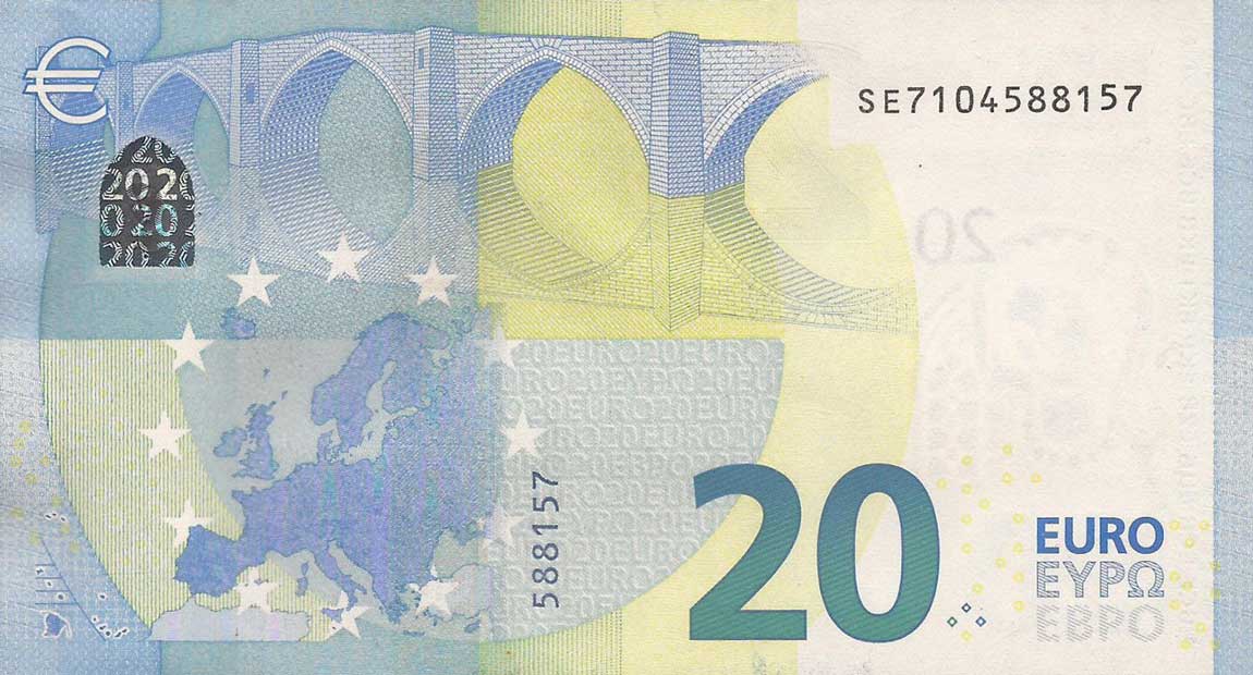 Back of European Union p22s: 20 Euro from 2015