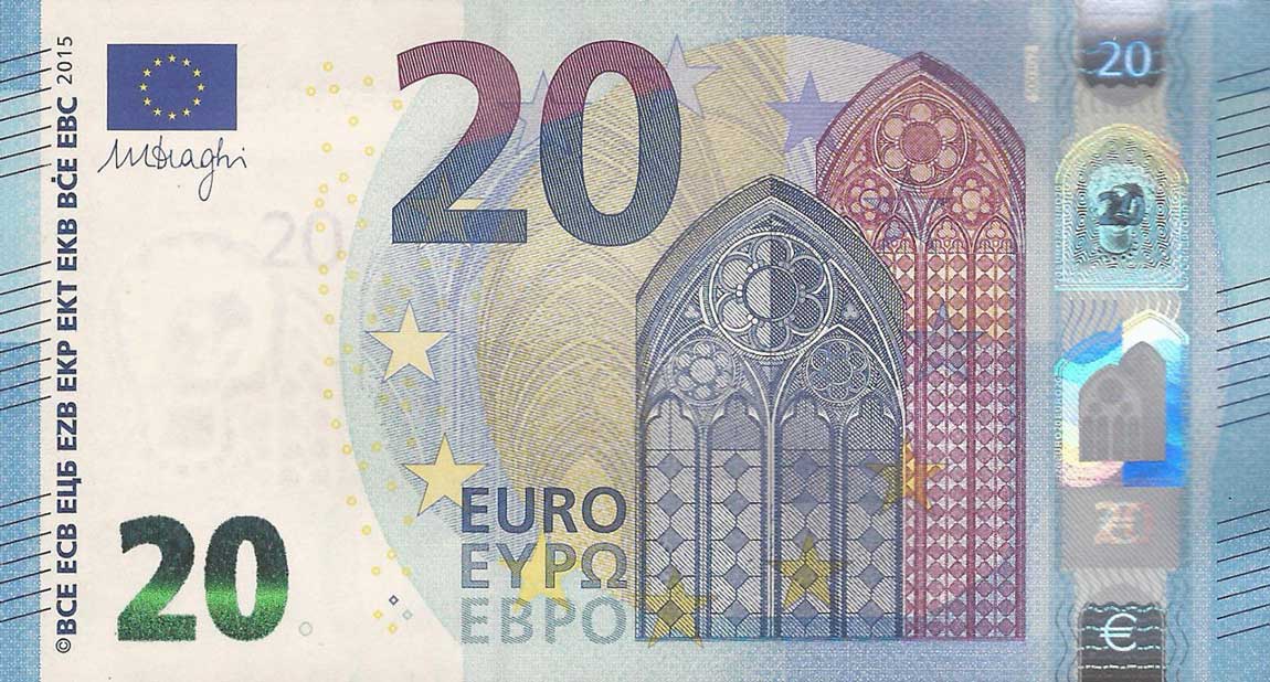 Front of European Union p22s: 20 Euro from 2015