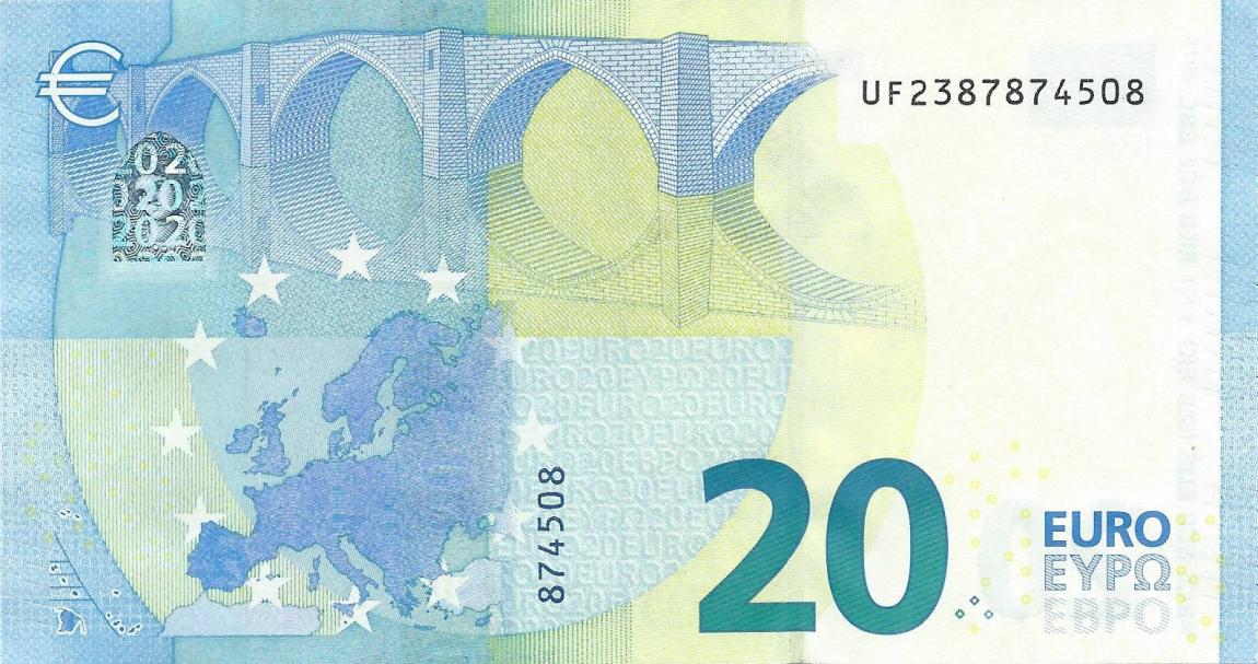 Back of European Union p22u: 20 Euro from 2015