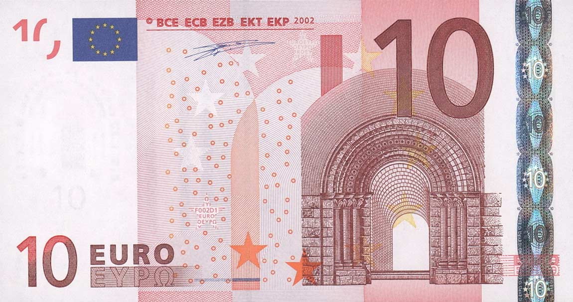 Front of European Union p2n: 10 Euro from 2002