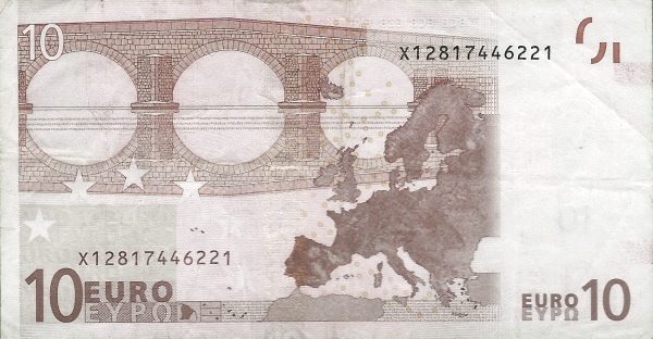 Back of European Union p2x: 10 Euro from 2002
