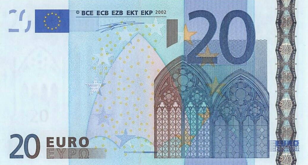 Front of European Union p3v: 20 Euro from 2002