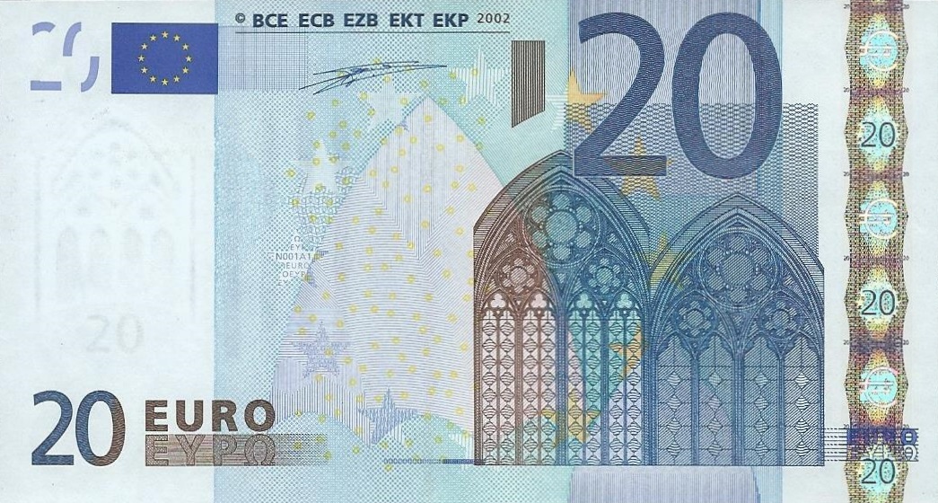 Front of European Union p3y: 20 Euro from 2002