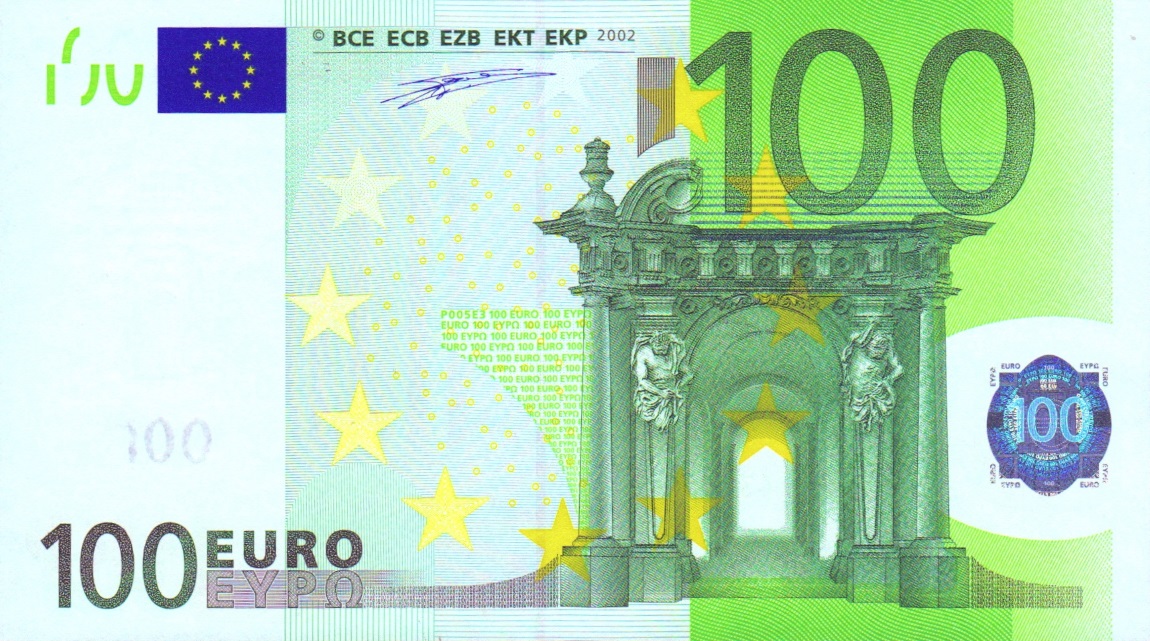 Front of European Union p5m: 100 Euro from 2002