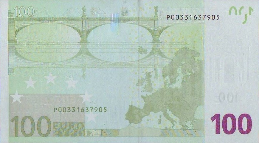 Back of European Union p5p: 100 Euro from 2002