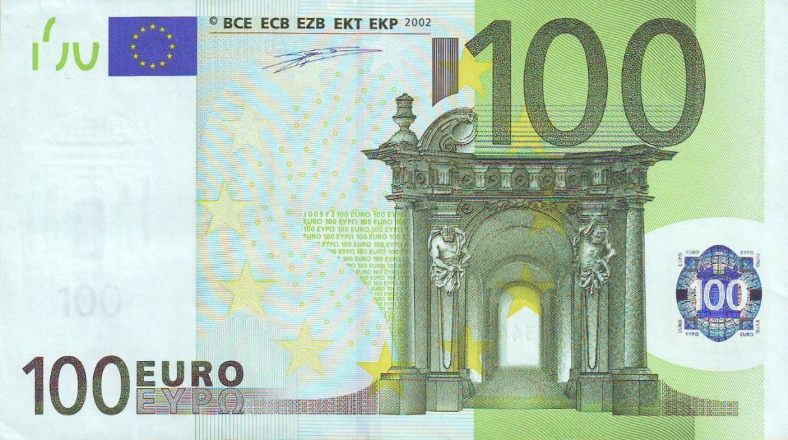 Front of European Union p5s: 100 Euro from 2002