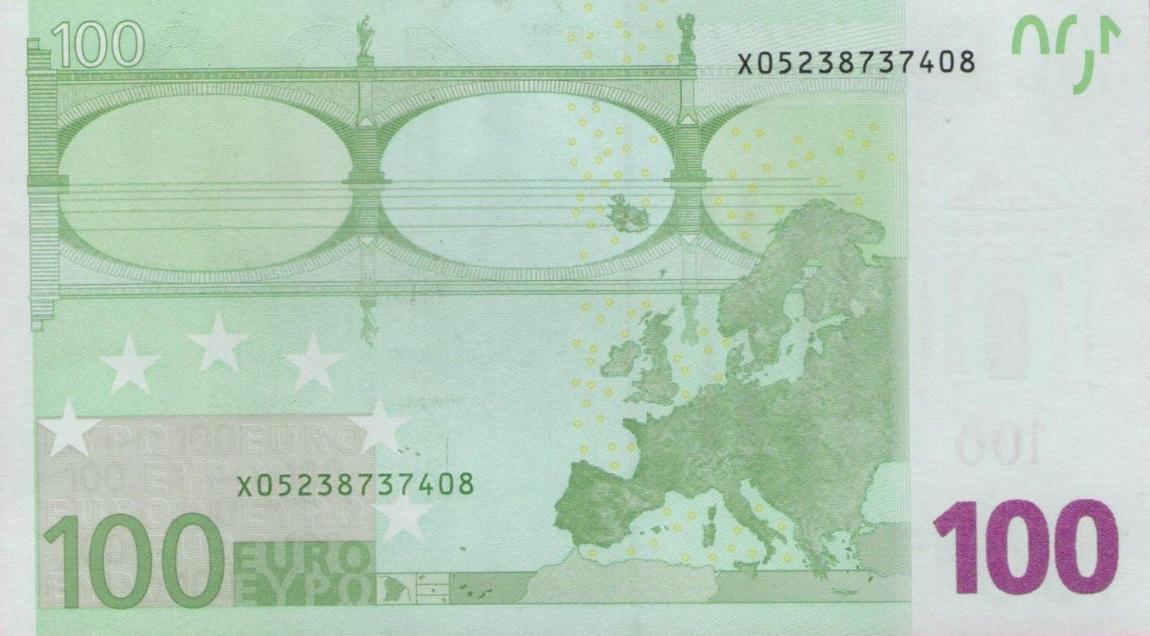 Back of European Union p5x: 100 Euro from 2002