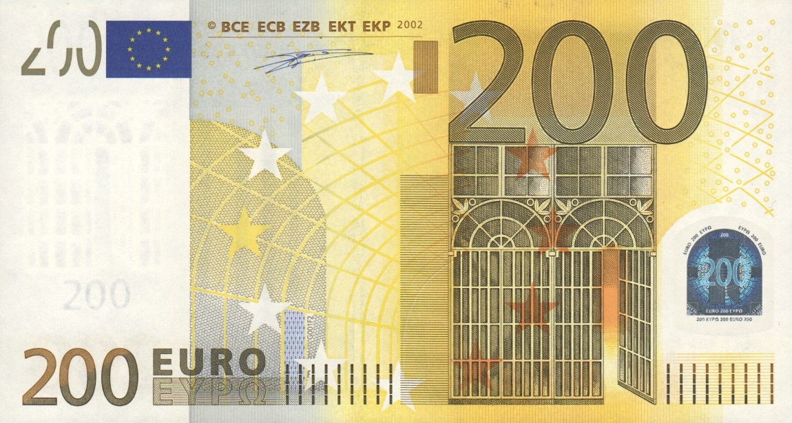 Front of European Union p6n: 200 Euro from 2002