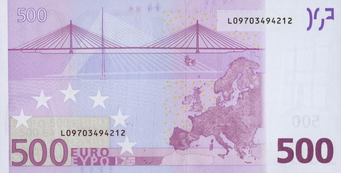 Back of European Union p7l: 500 Euro from 2002