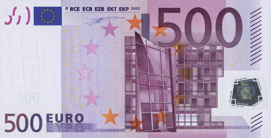 Front of European Union p7l: 500 Euro from 2002