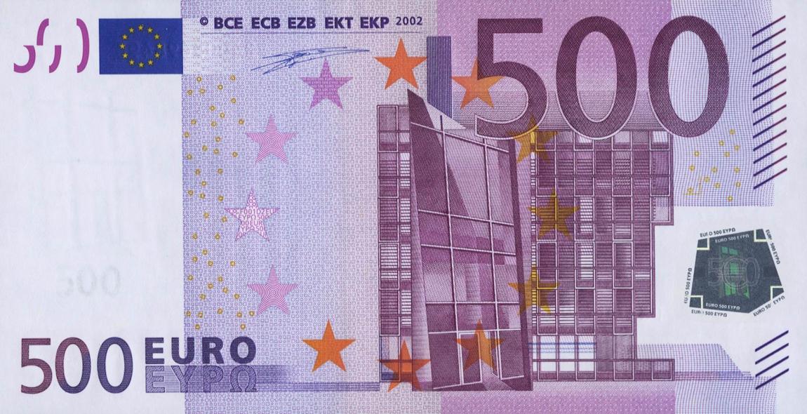 Front of European Union p7p: 500 Euro from 2002