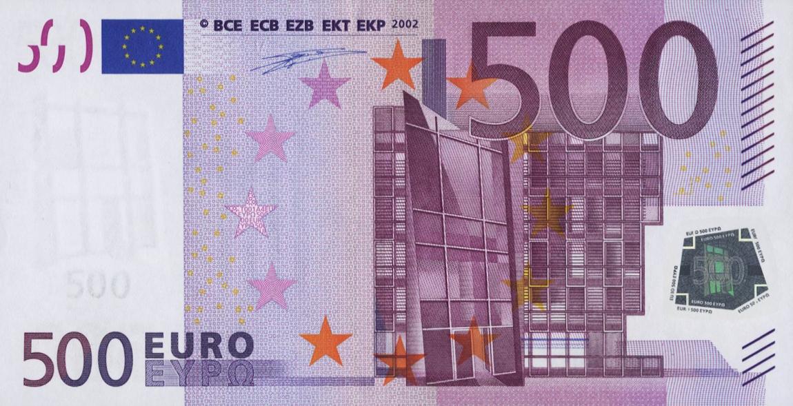 Front of European Union p7v: 500 Euro from 2002
