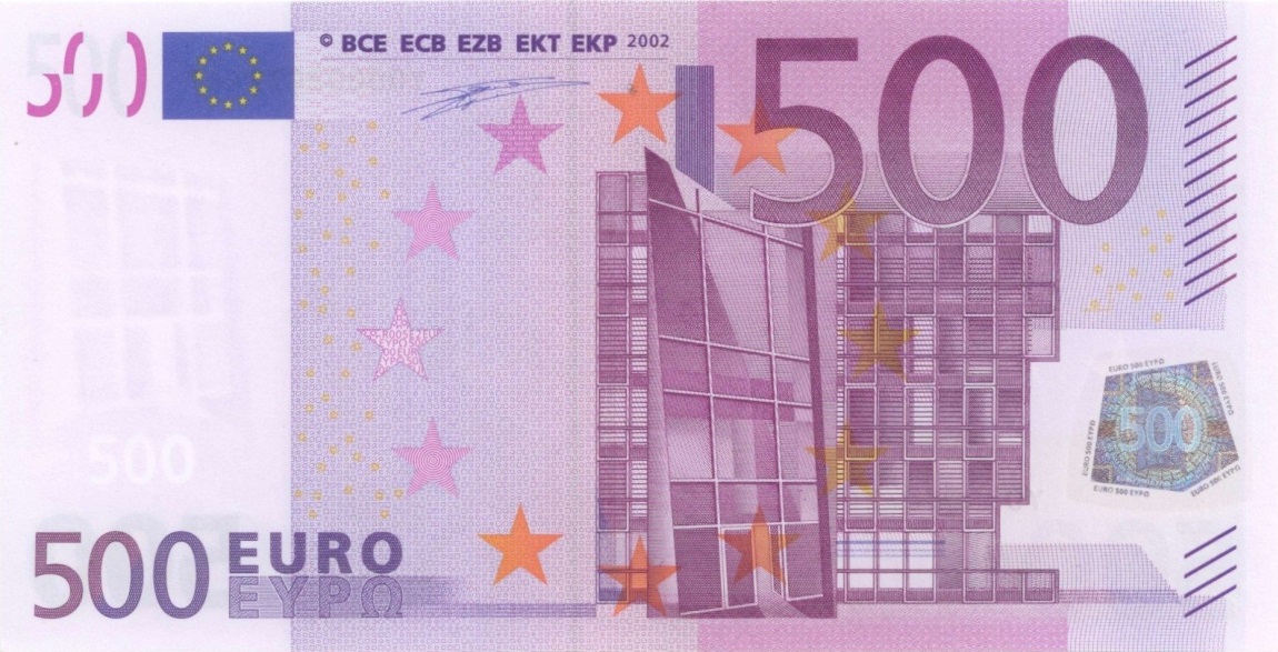 Front of European Union p7y: 500 Euro from 2002
