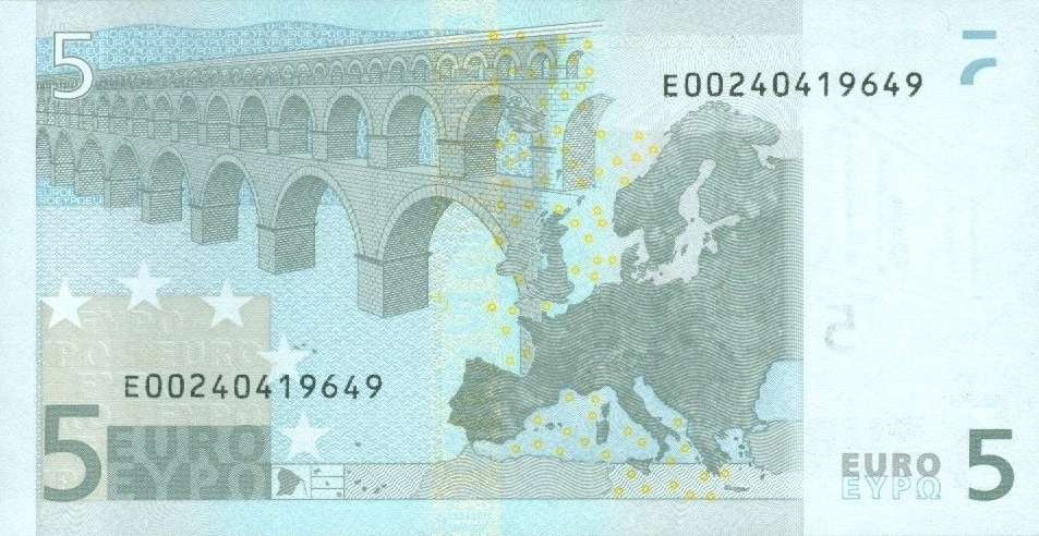 Back of European Union p8e: 5 Euro from 2002