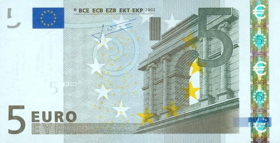 Front of European Union p8e: 5 Euro from 2002