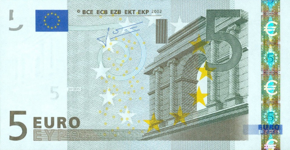 Front of European Union p8l: 5 Euro from 2002