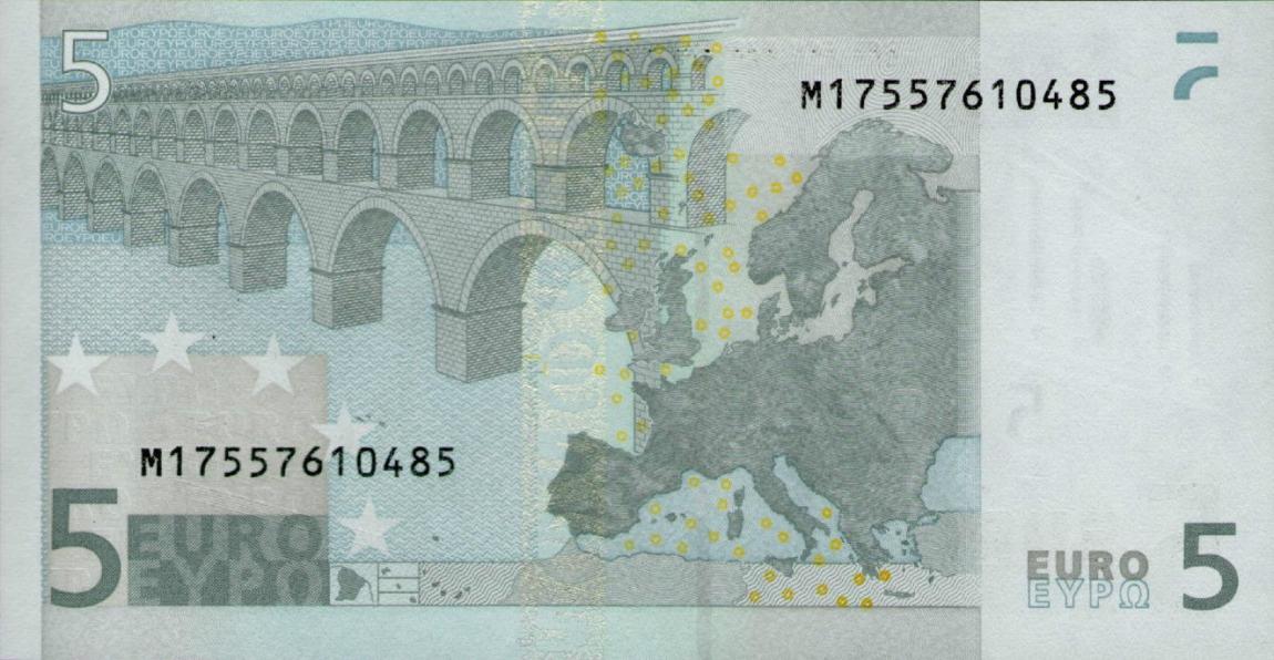 Back of European Union p8m: 5 Euro from 2002