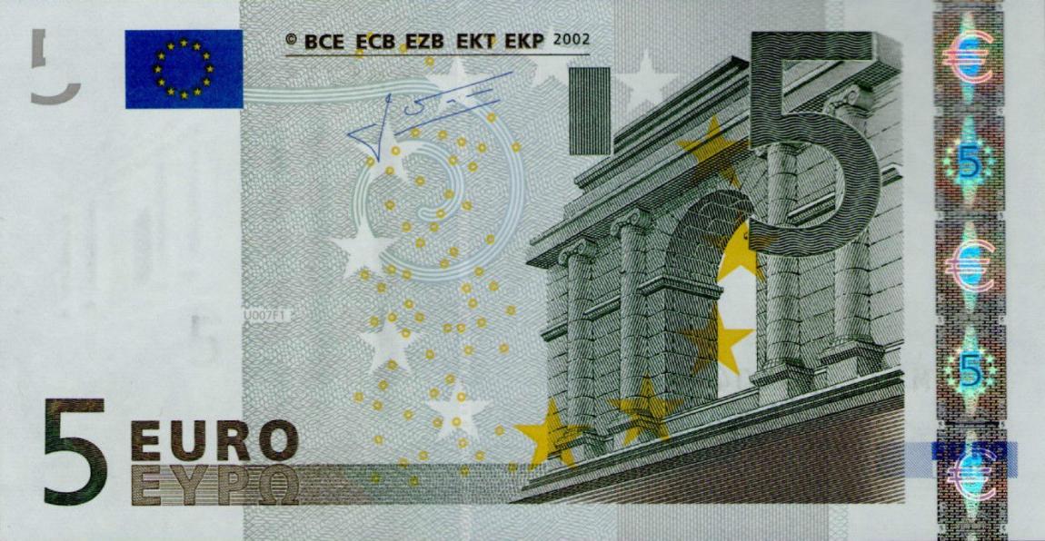 Front of European Union p8m: 5 Euro from 2002