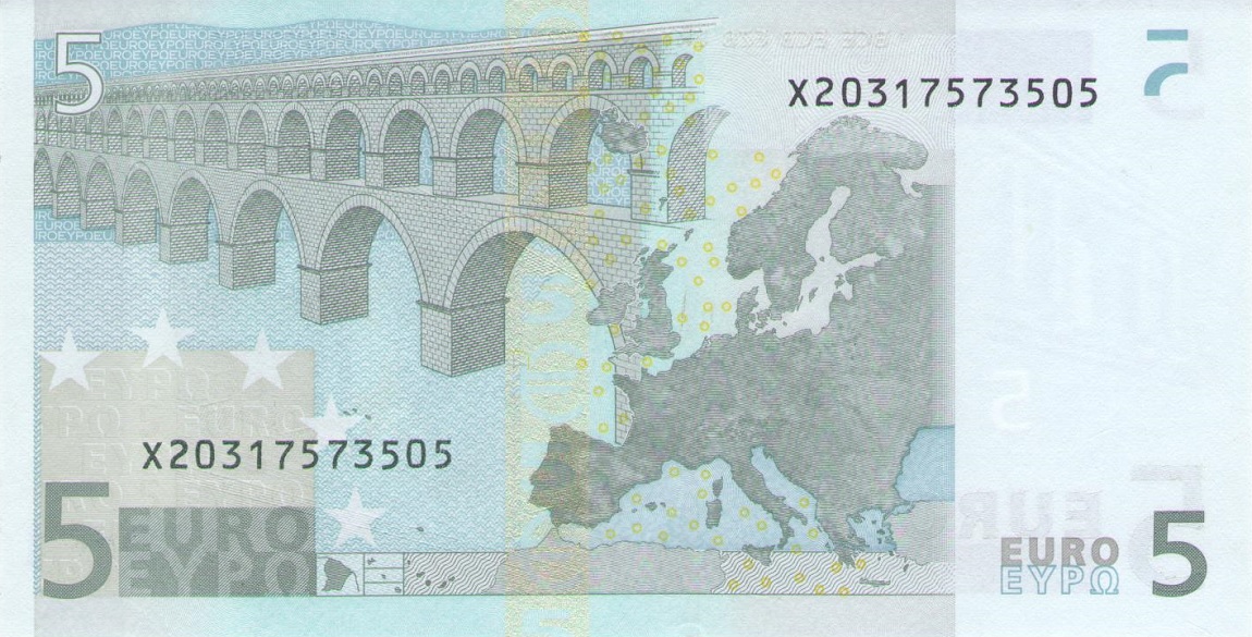 Back of European Union p8x: 5 Euro from 2002