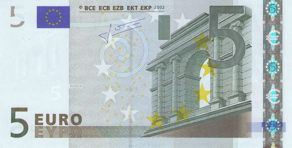 Front of European Union p8x: 5 Euro from 2002