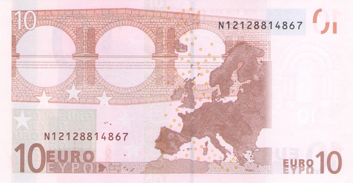 Back of European Union p9n: 10 Euro from 2002