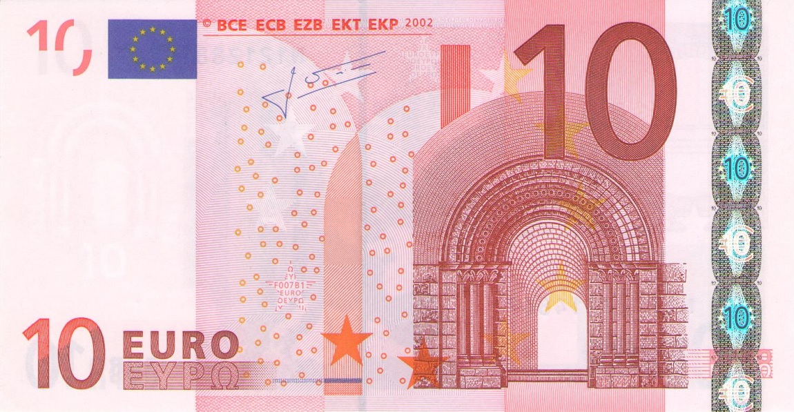 Front of European Union p9n: 10 Euro from 2002