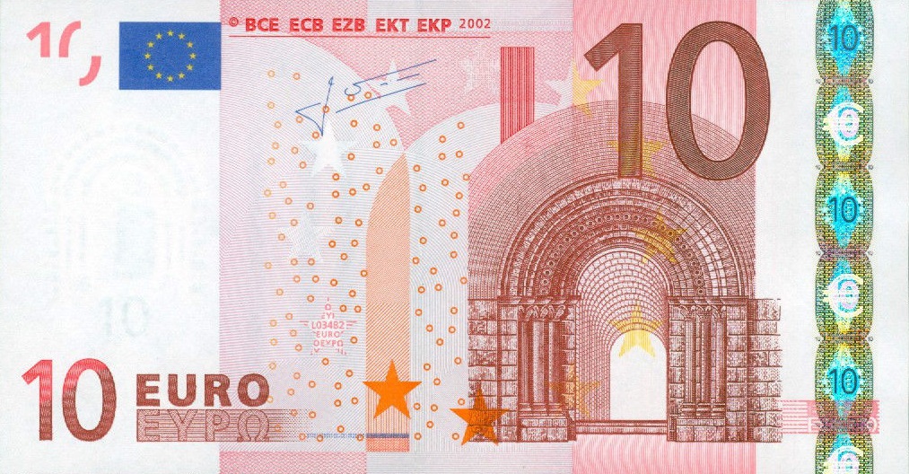 Front of European Union p9u: 10 Euro from 2002