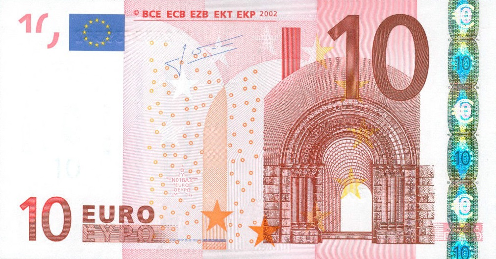 Front of European Union p9y: 10 Euro from 2002