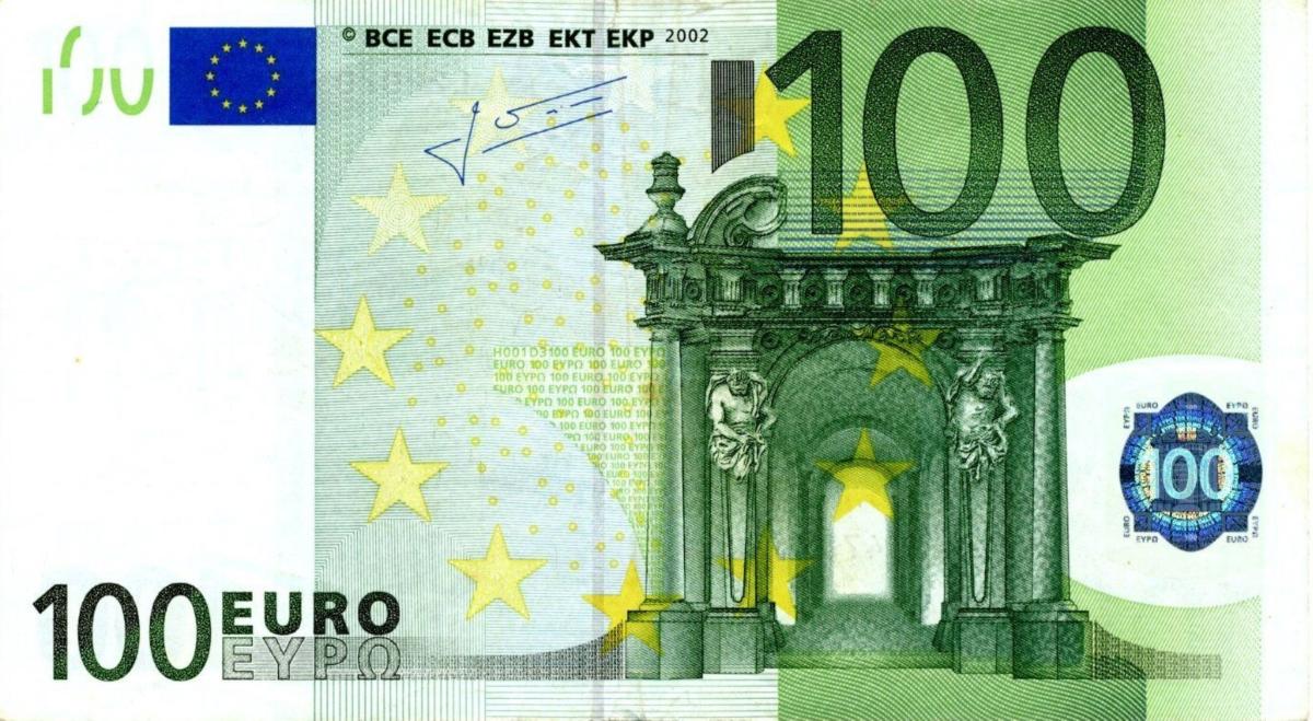 Front of European Union p12l: 100 Euro from 2002