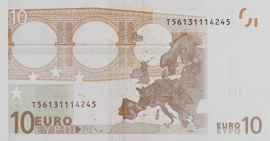 Back of European Union p15t: 10 Euro from 2002