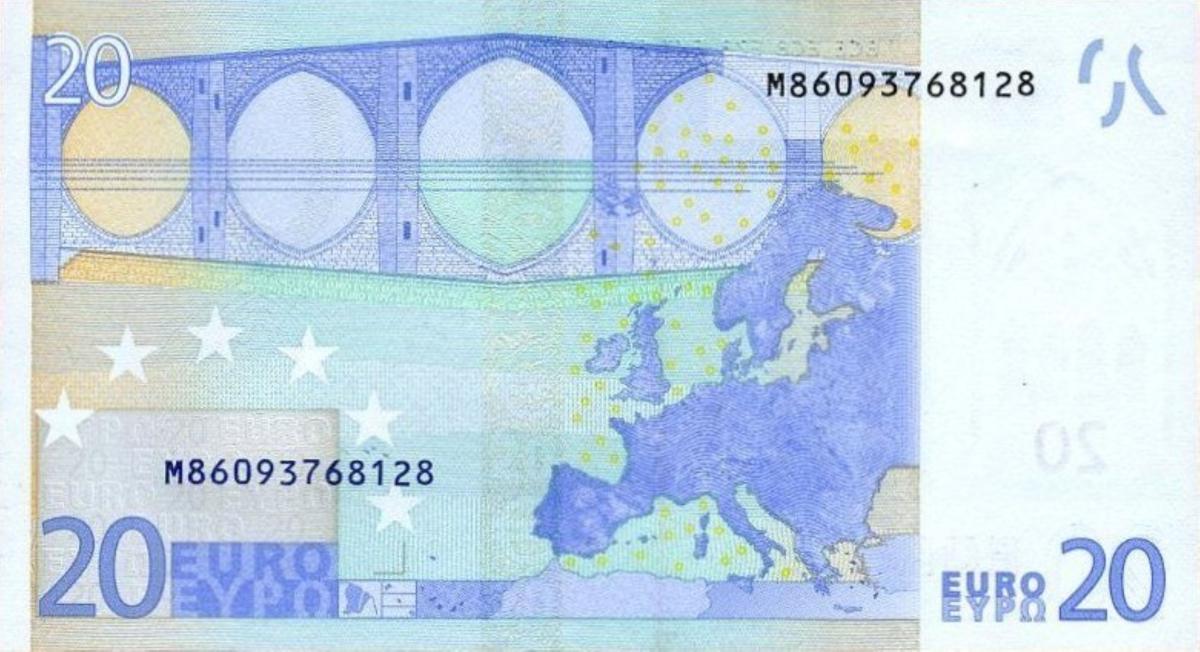 Back of European Union p16m: 20 Euro from 2002