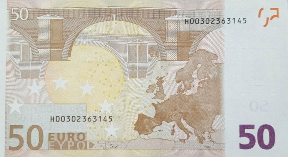 Back of European Union p17h: 50 Euro from 2002