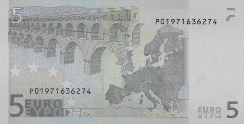 Back of European Union p1p: 5 Euro from 2002