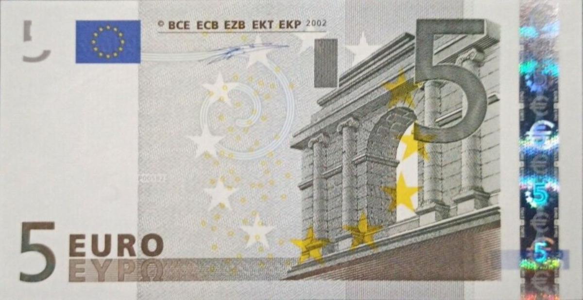 Front of European Union p1y: 5 Euro from 2002